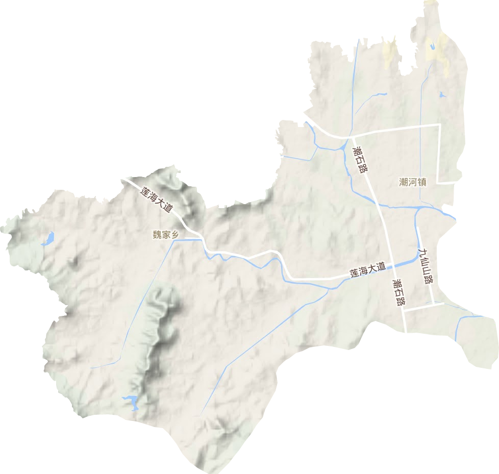 潮河镇地形地图
