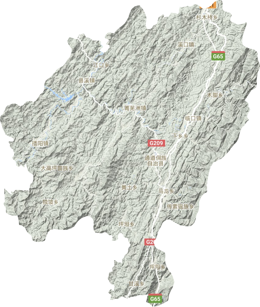 通道县地形地图