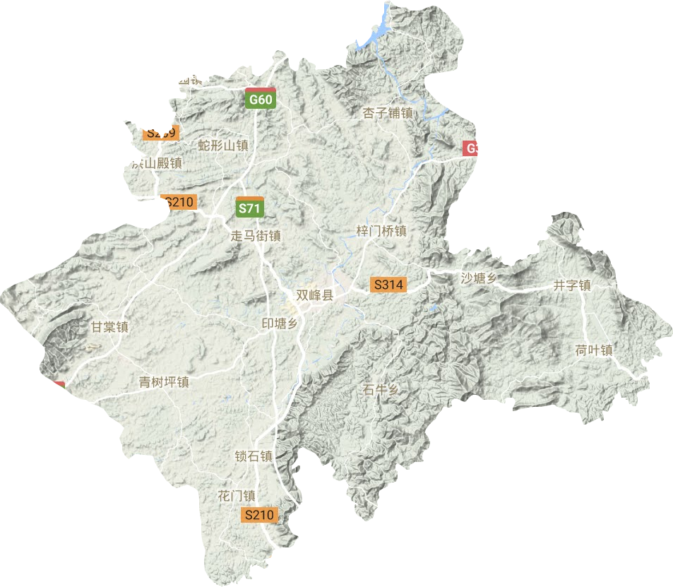 双峰县地形地图