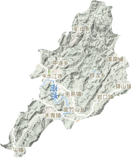 冷水江市地形地图