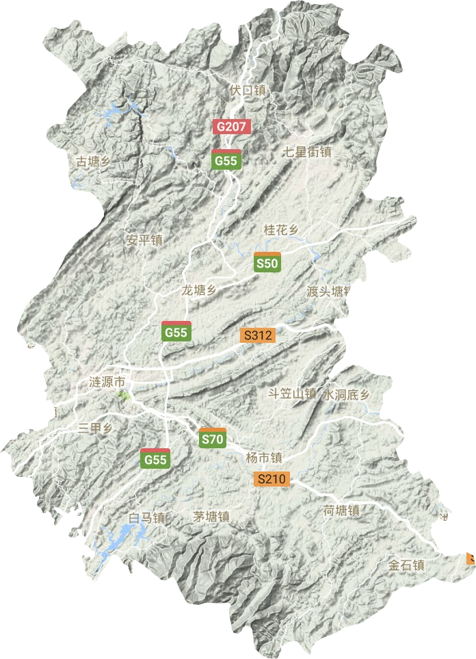 涟源市地形地图