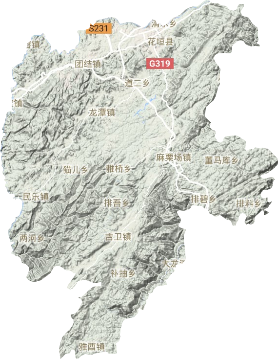 花垣县地形地图