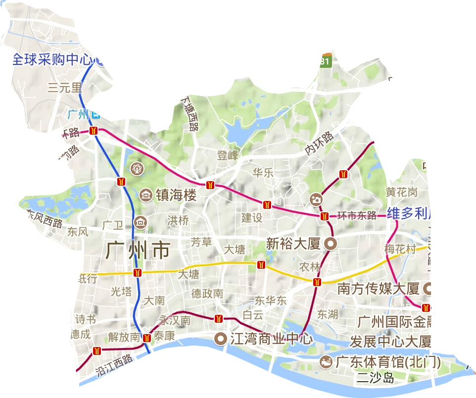 越秀区地形地图