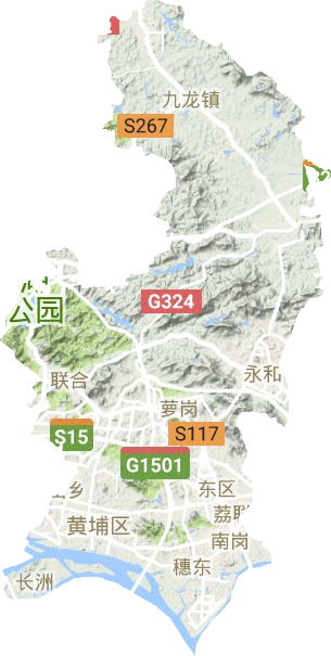 黄埔区地形地图