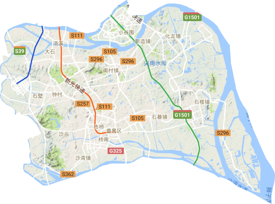 番禺区地形地图