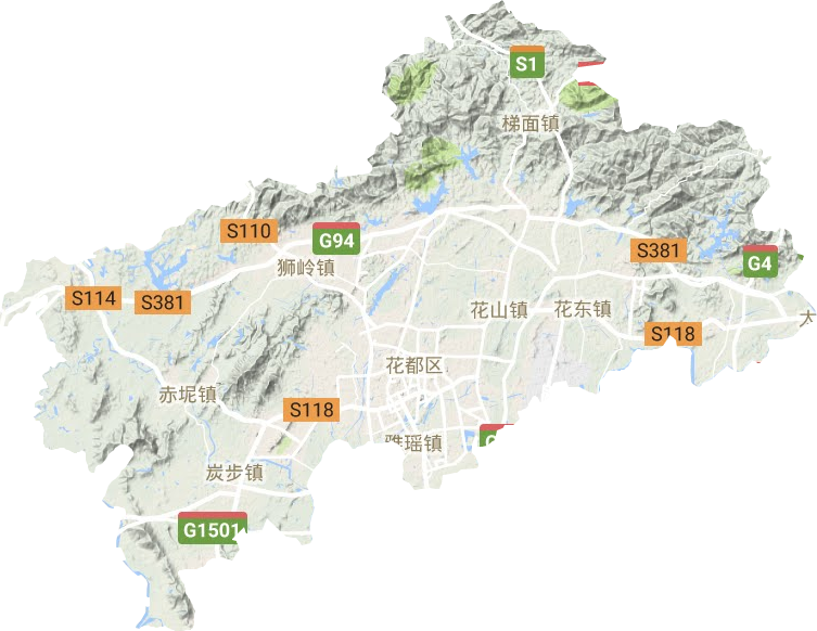 花都区地形地图