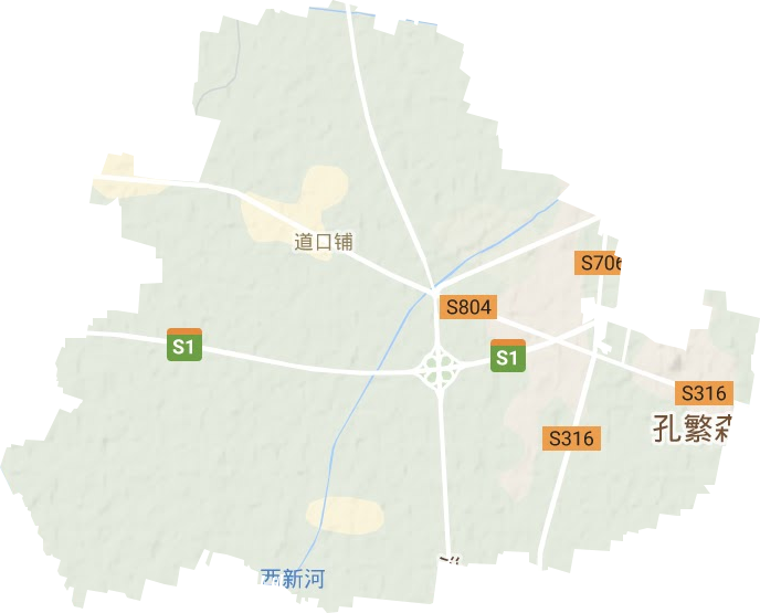 道口铺街道地形地图