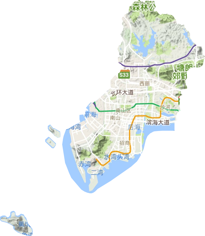南山区地形地图