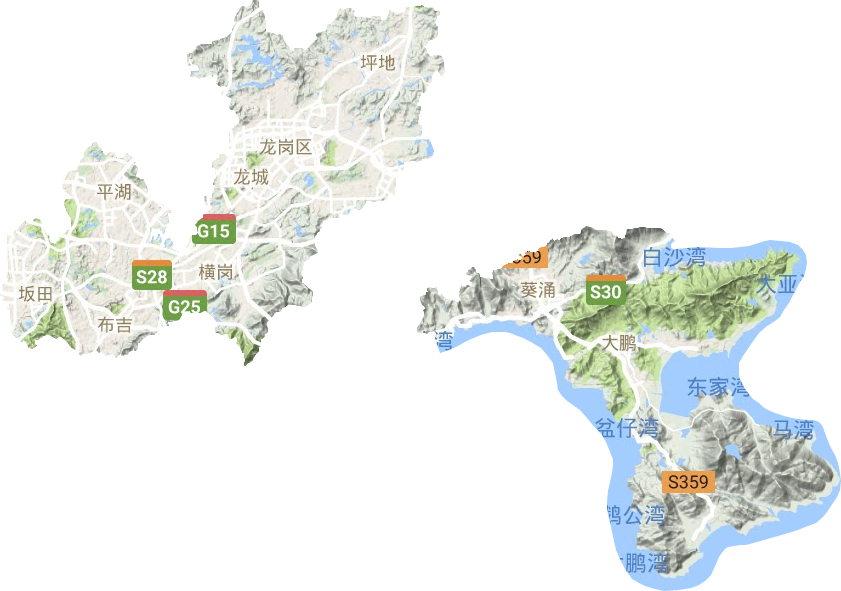 龙岗区地形地图