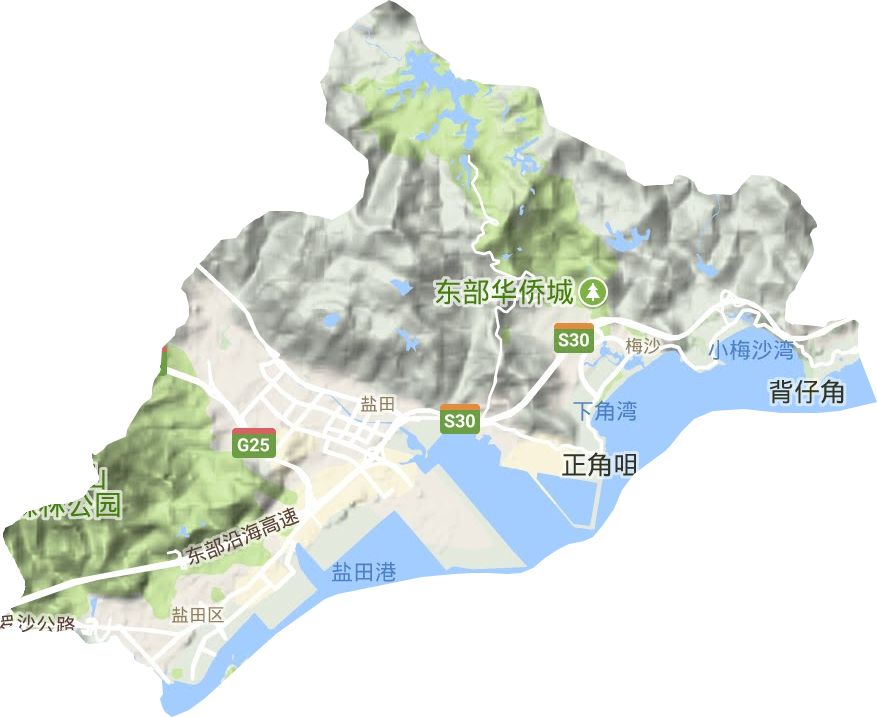 盐田区地形地图