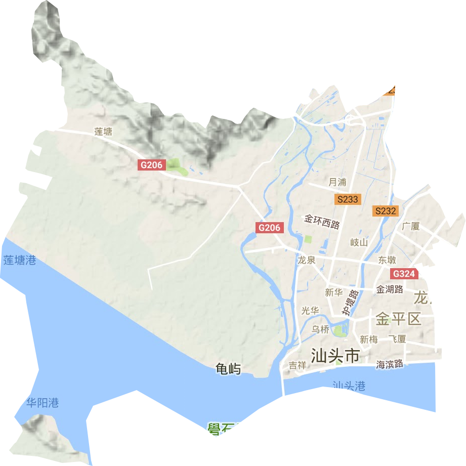 金平区地形地图