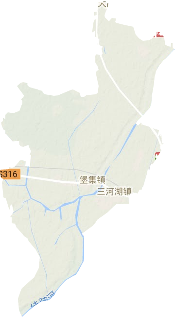 三河湖镇地形地图