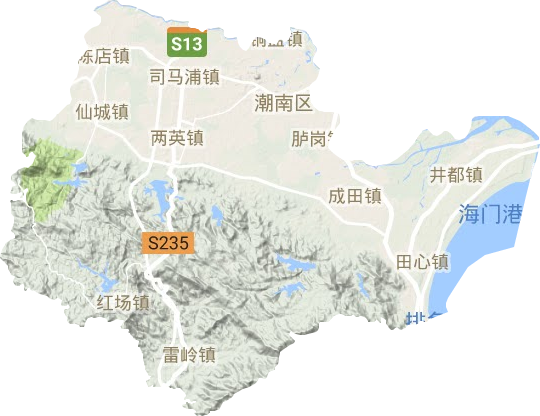 潮南区地形地图