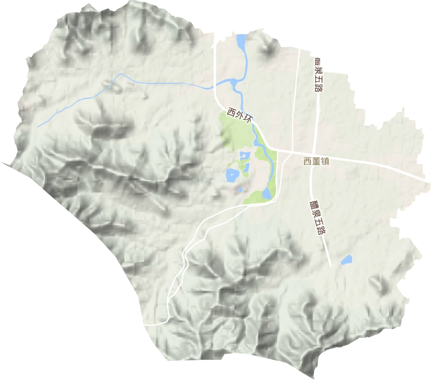 西董街道地形地图