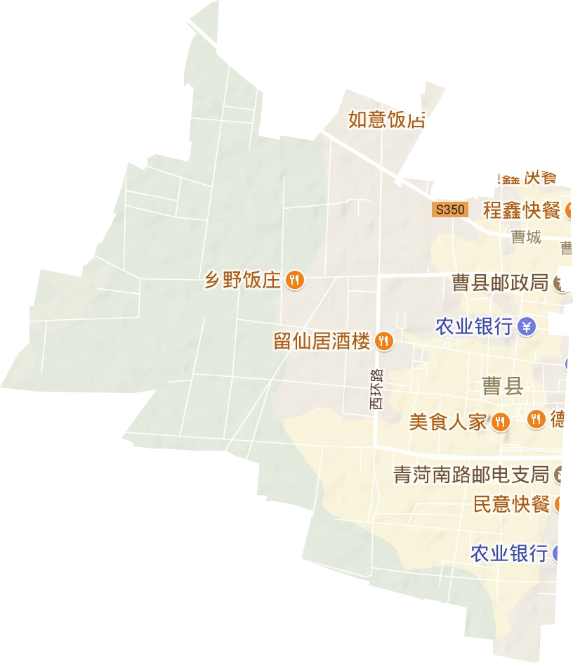 曹城街道地形地图