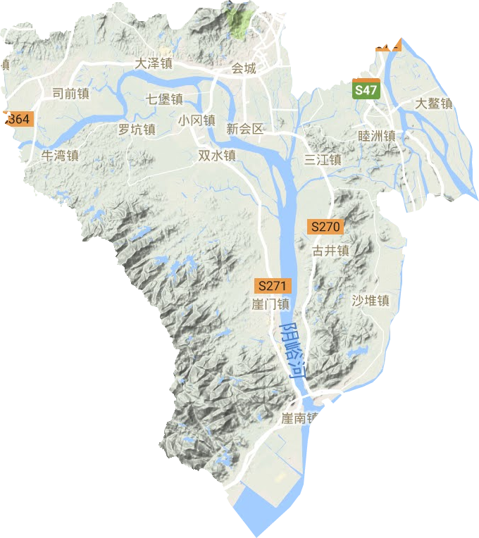 新会区地形地图