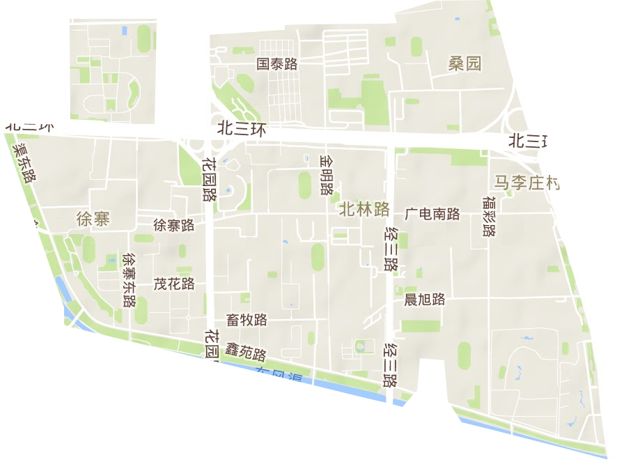 北林路街道地形地图