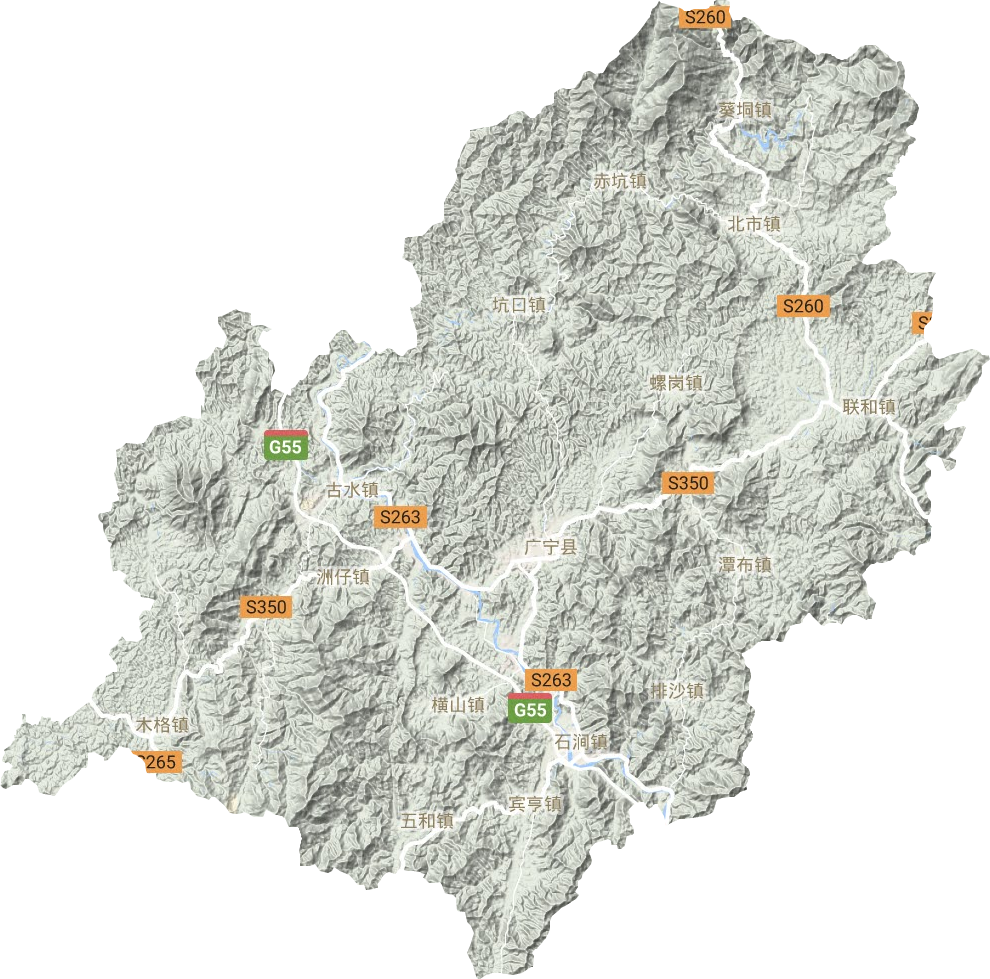 广宁县地形地图