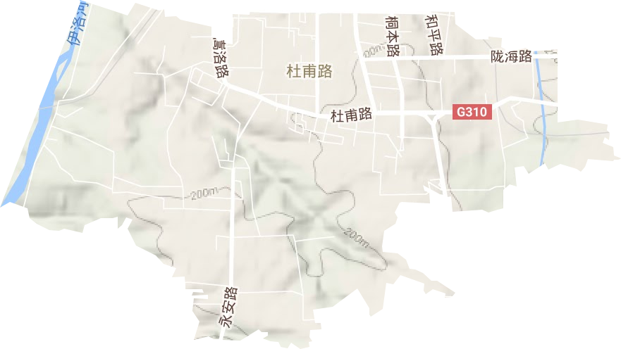 杜甫路街道地形地图