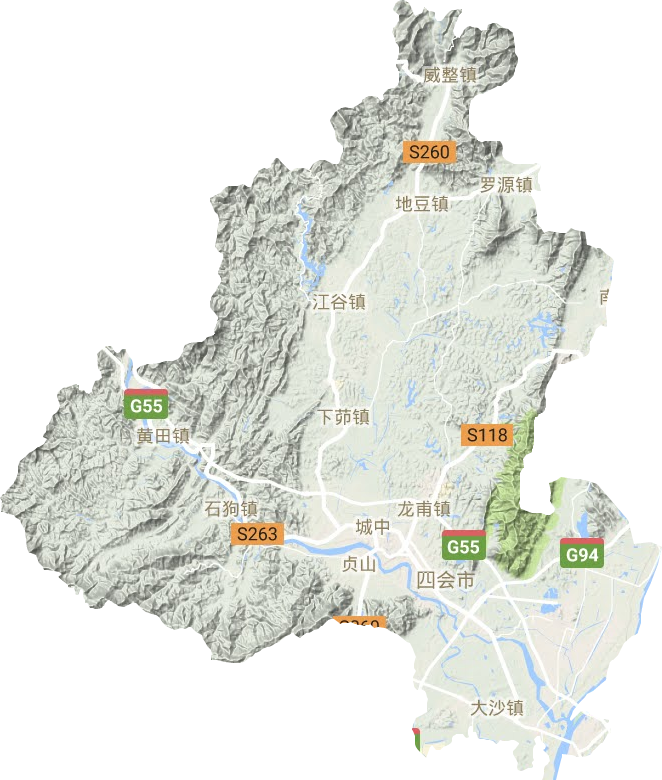 四会市地形地图
