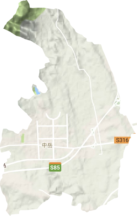 中岳街道地形地图