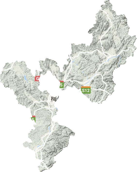 梅县区地形地图