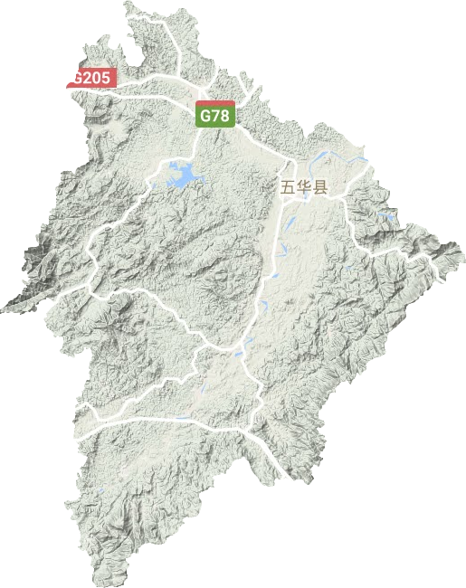 五华县地形地图