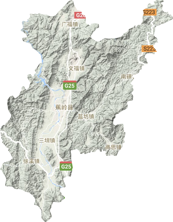 蕉岭县地形地图