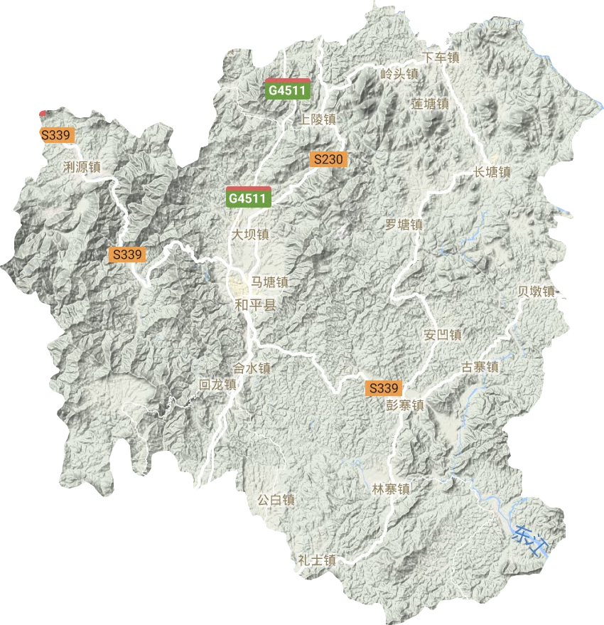 和平县地形地图