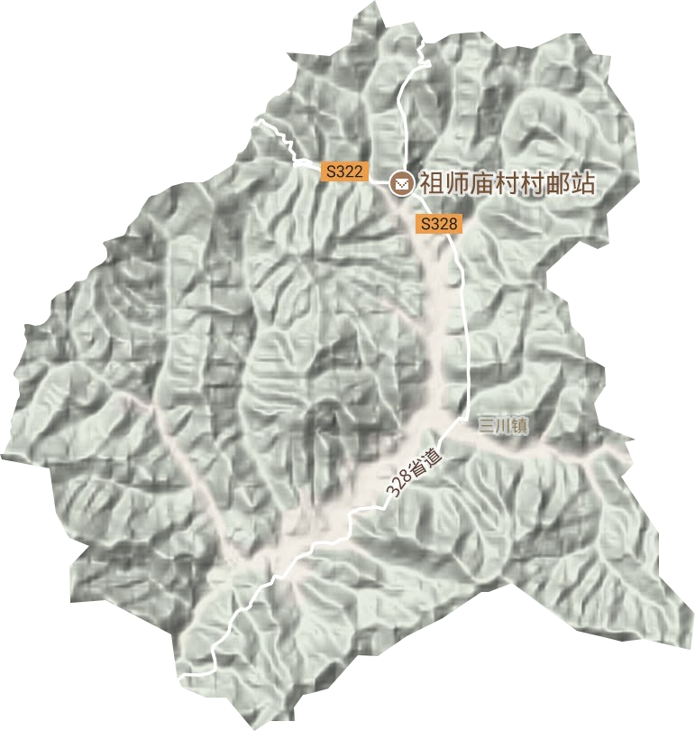 三川镇地形地图