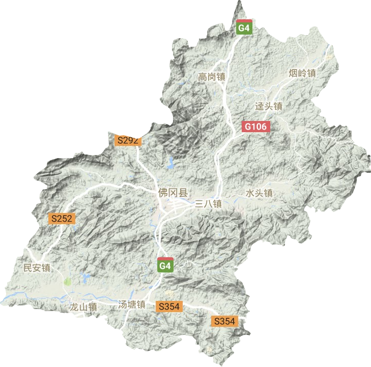 佛冈县地形地图