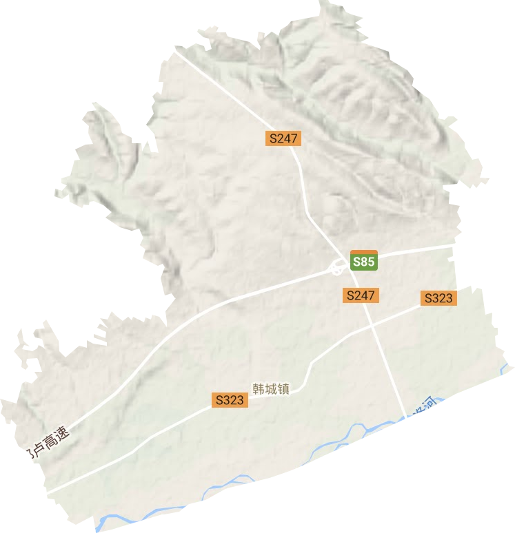韩城镇地形地图