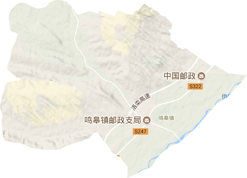 鸣皋镇地形地图