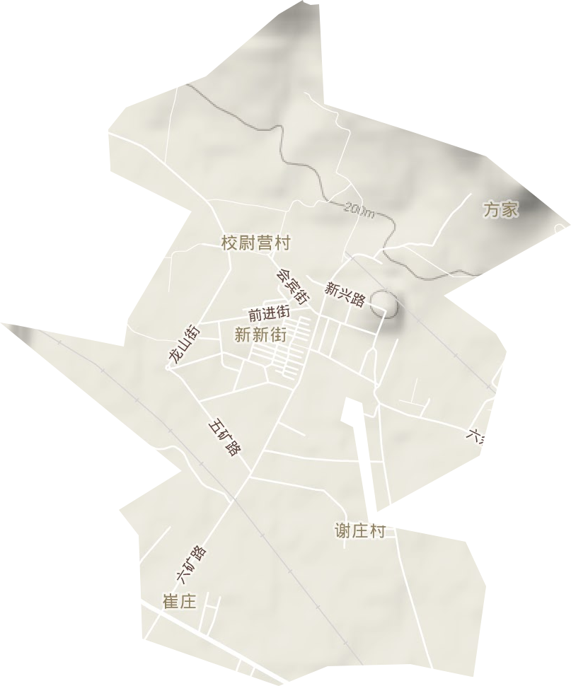 新新街街道地形地图