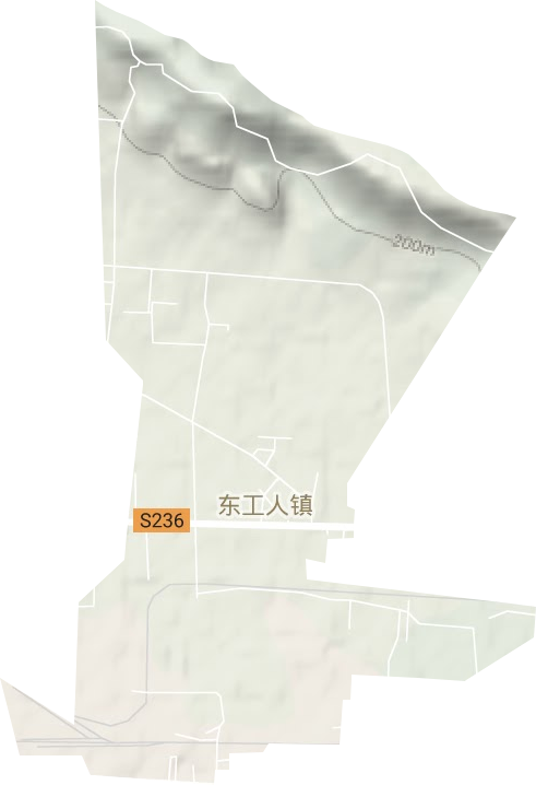 东工人镇街道地形地图