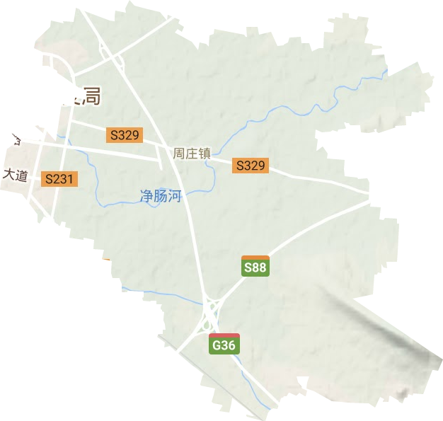 周庄镇地形地图