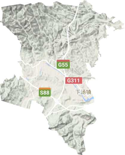 下汤镇地形地图