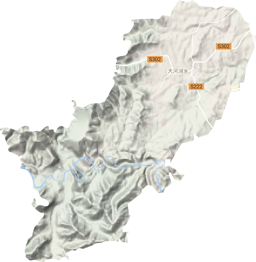 大河涧乡地形地图
