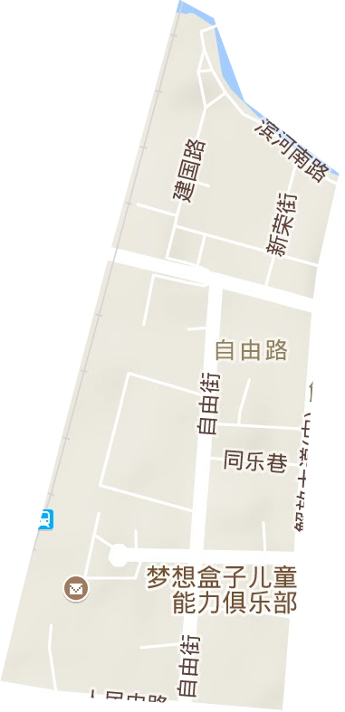 自由路街道地形地图