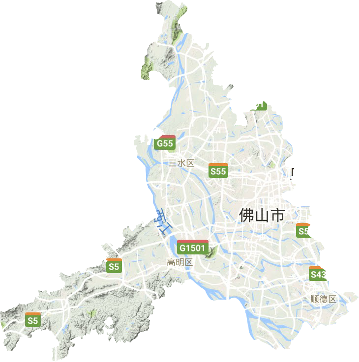 佛山市地形地图