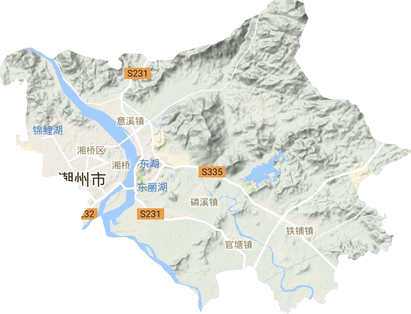 湘桥区地形地图