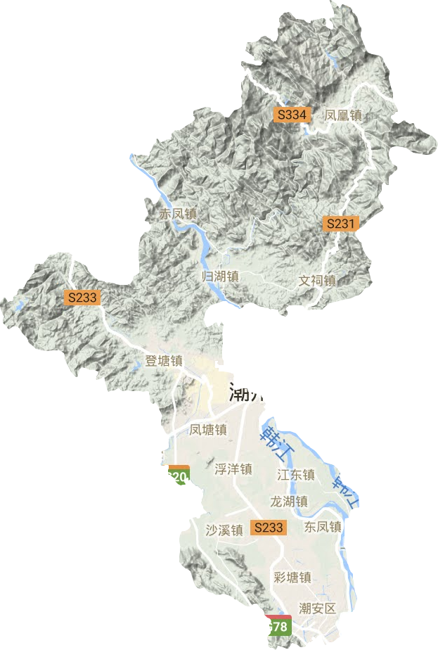 潮安区地形地图