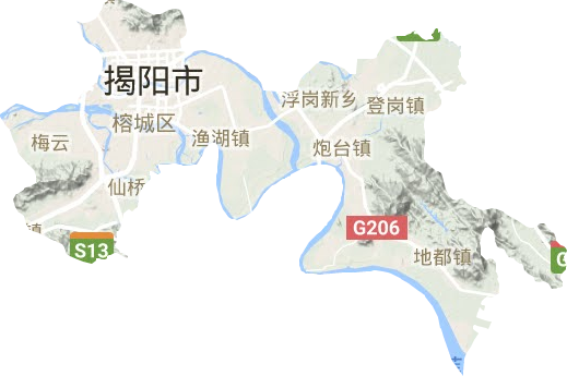 榕城区地形地图