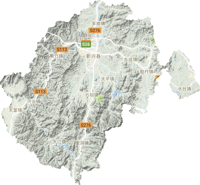 新兴县地形地图