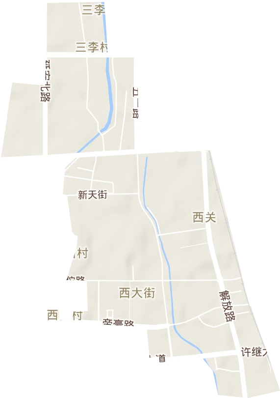 西关街道地形地图