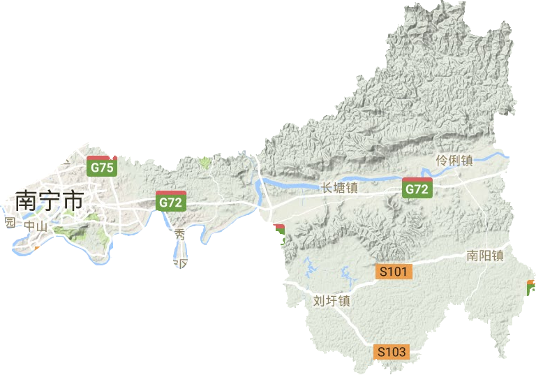 青秀区地形地图