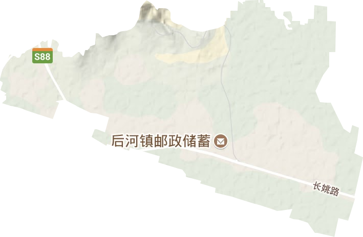 后河镇地形地图