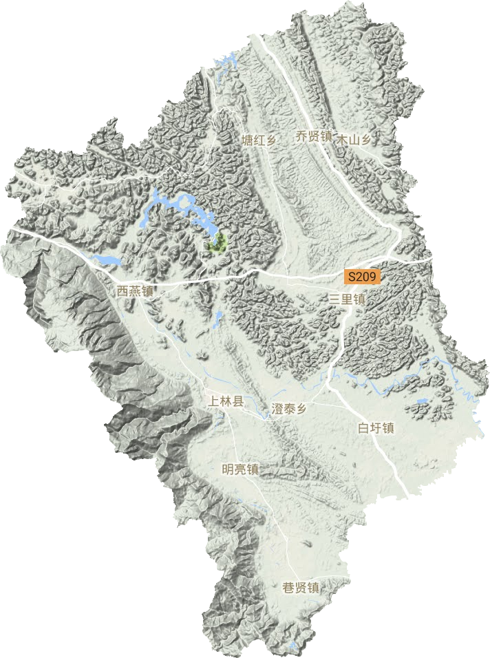 上林县地形地图