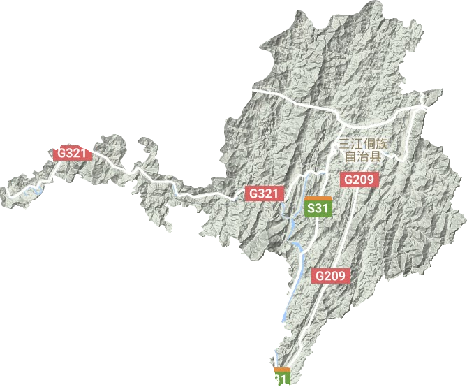 三江县地形地图
