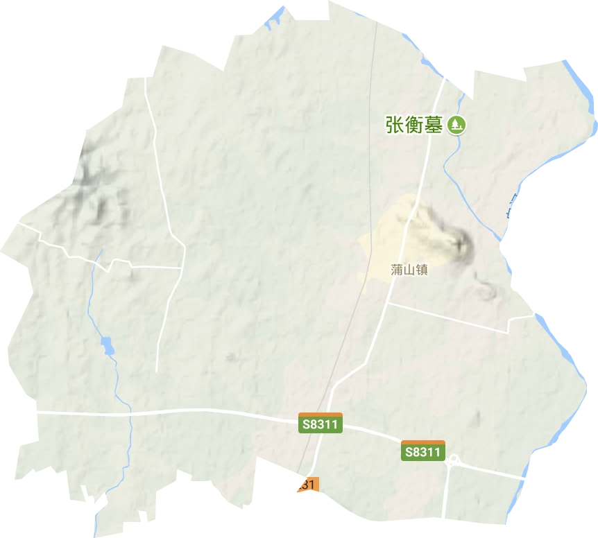 蒲山镇地形地图